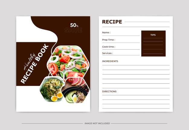 Vector healthy recipe book template design
