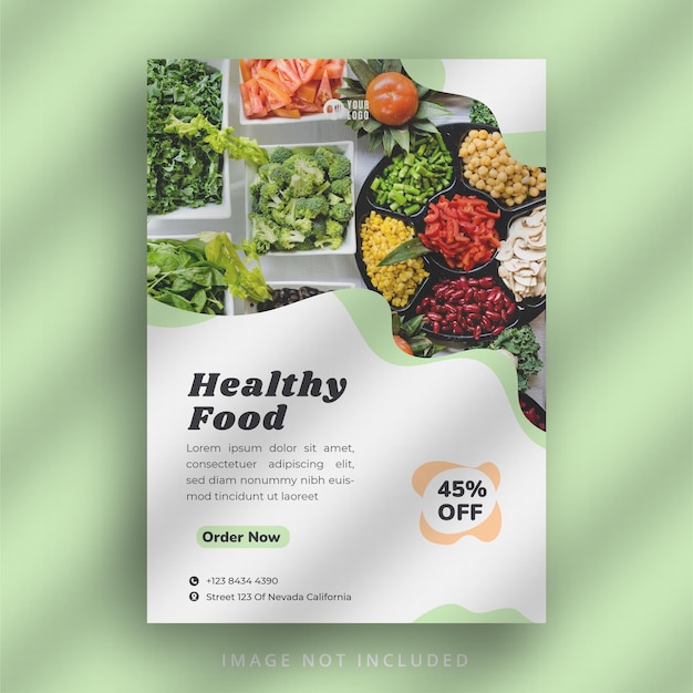 Vector healthy restaurant flyer template