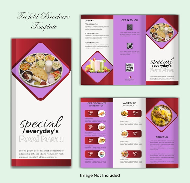 Healthy Restaurant Food menu Modern Trif old Brochure template