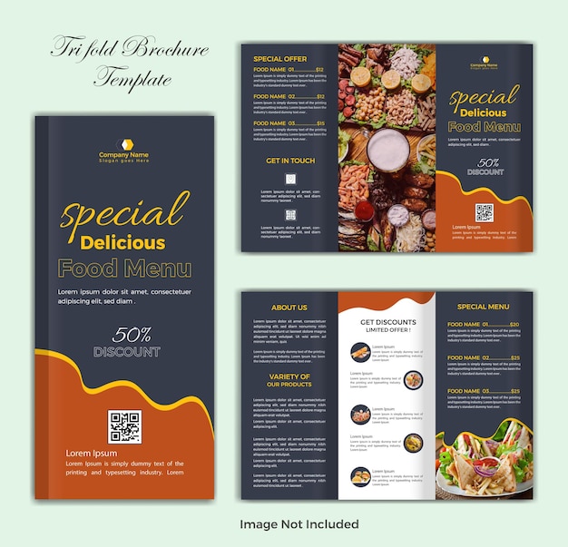 Healthy Restaurant Food menu Modern Trif old Brochure template
