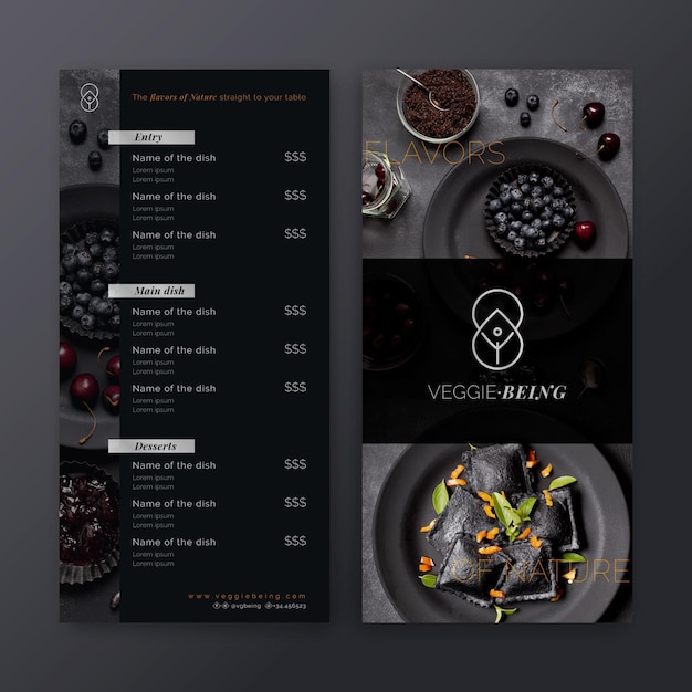 Vector healthy restaurant menu template