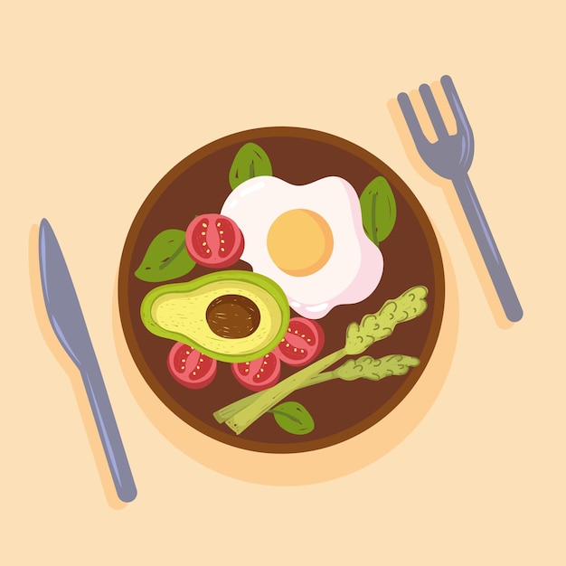 Healthy salad and egg