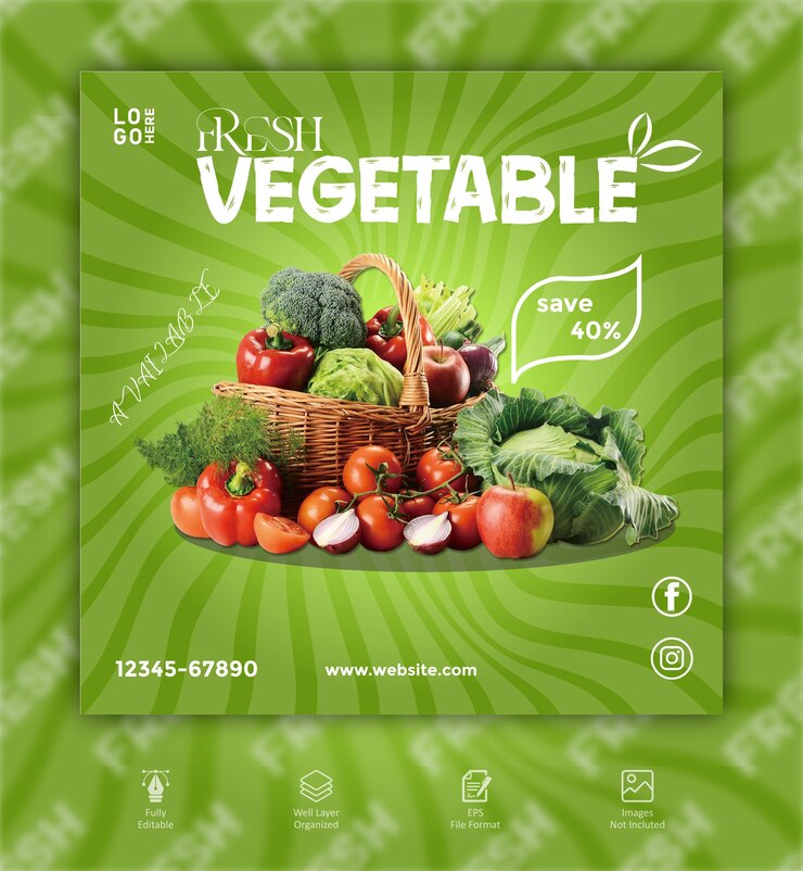 Vector healthy special food menu vegetable social media facebook or instagram vector post template