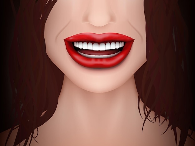 Vector healthy teeth white smile woman close up