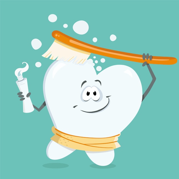 Vector healthy tooth cartoon character vector illustration