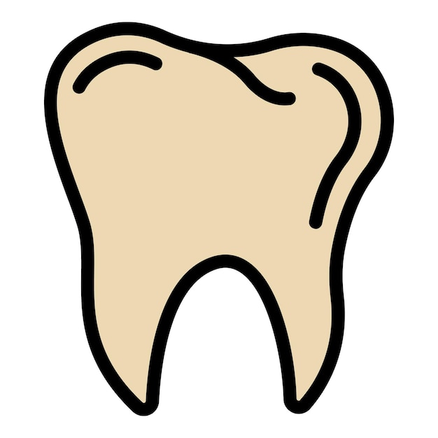 Vettore icona di dente sano contorno di dente sana vettorico icona colore piatto isolato