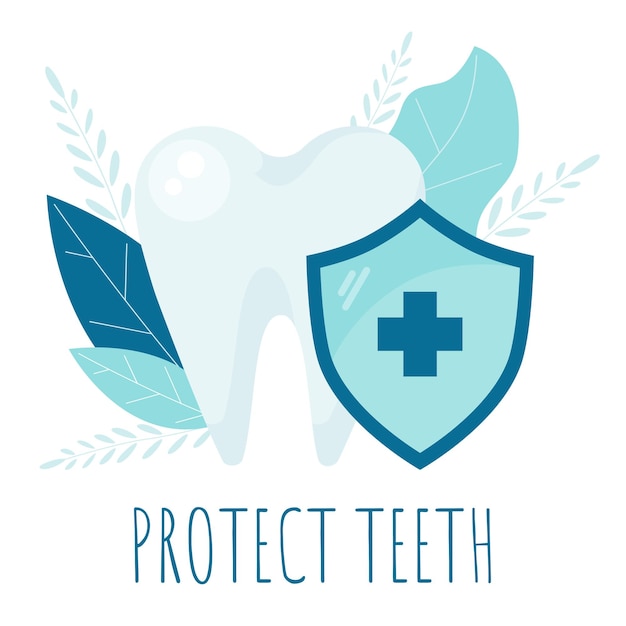 Здоровый зуб Гигиена полости рта Уход за зубами Зубной вектор Концепция