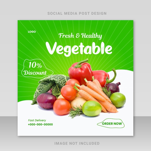 Healthy vegetable and food menu social media post template design