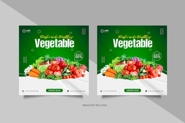 健康野菜ソーシャルメディアとInstagramの投稿テンプレートデザイン