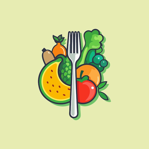 Vector healthy vegetables and fruits icon