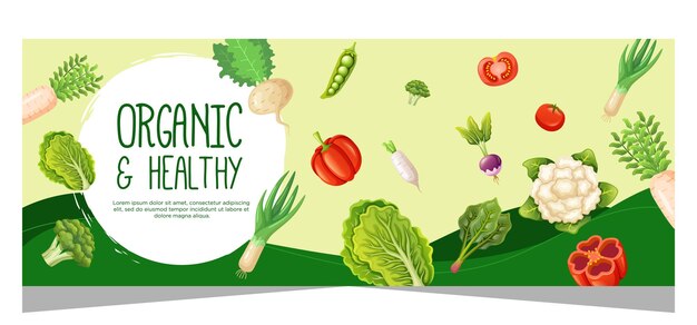 Vector healthy vegetarian food banner template design