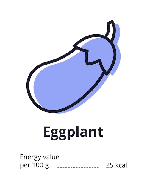 Icona del prodotto vegetariano sano una gustosa icona di melanzane valore energetico delle melanzane illustrazione vettoriale