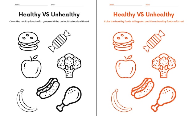 Premium Vector Healthy Vs Unhealthy Foods Worksheet premium-vector-healthy-vs-unhealthy-foods-worksheet