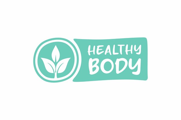 Этикетка здорового тела Логотип векторного здоровья и красоты Ручной рисунок тегов и элементов для здорового тела
