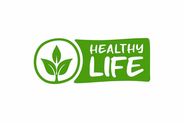 Healty life label 벡터 건강 및 뷰티 케어 로고 건강 생활을 위한 손으로 그린 태그 및 요소