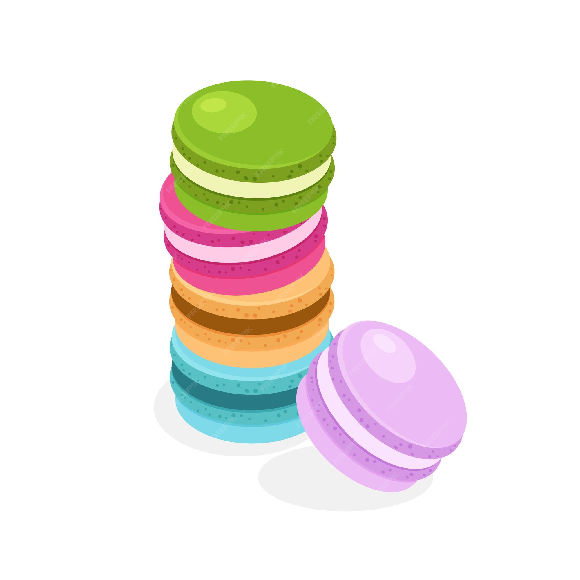 Premium Vector | Heap of different colors macarons traditional french ...