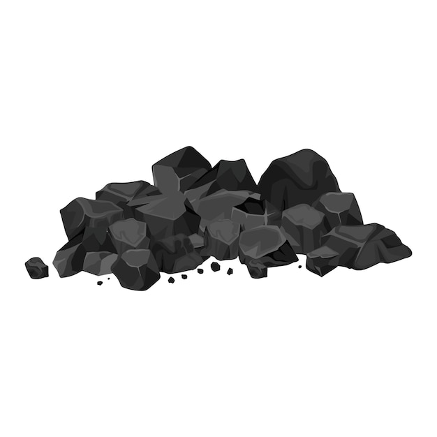 Vettore ammasso di carbone energetico isolato icona cartone animato vettore cartone filmato disperso estrazione di energia del carbone