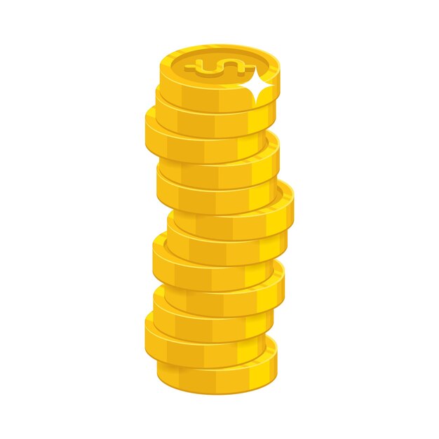 Heap gold coins Thesaurus savings opportunity income and payments Business finance and economy concept Cartoon vector illustration isolated on white background