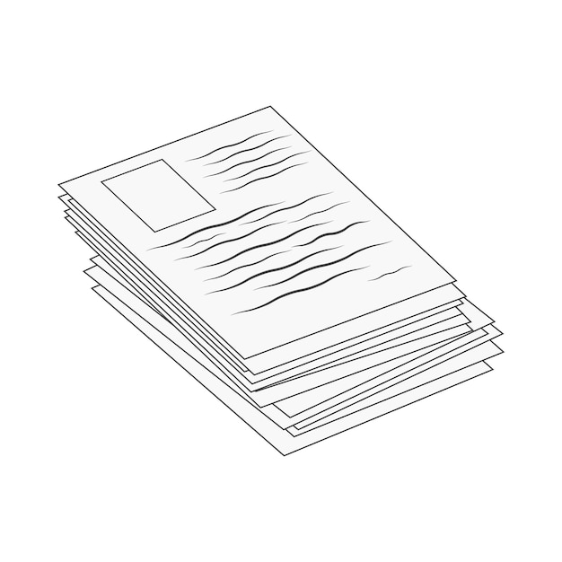 Heap. Stacks of paper documents. Folded gliders. Files on a white background.