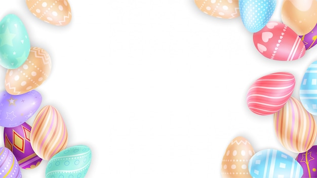 Heaps of colored Easter eggs background