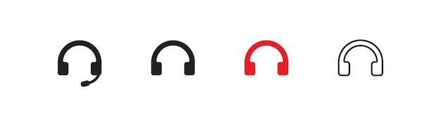 Heardphone eenvoudige geïsoleerde icon set Luister muziek concept symbool in vector vlakke stijl