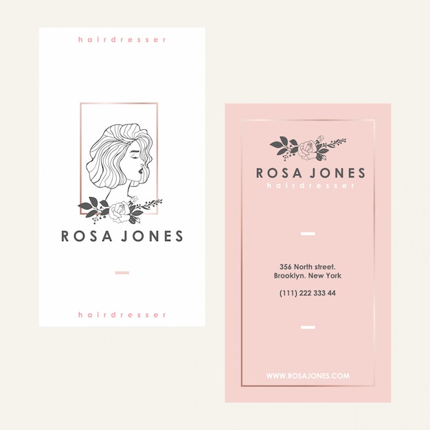 Vector heardress feminine logo and visit card