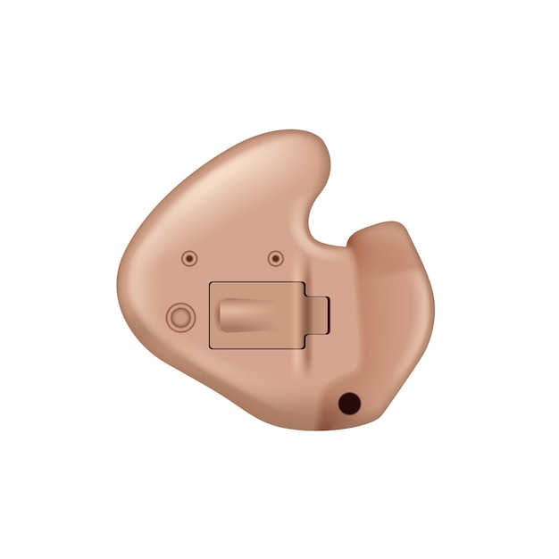 Hearing aids for loss care isolated icon template Realistic device for audiology and audiometry on white background 3d vector illustration