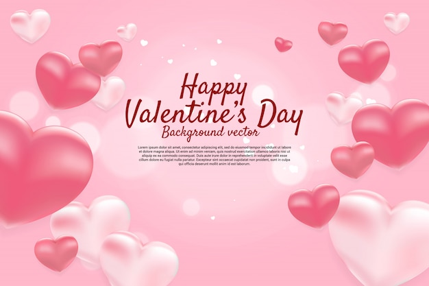 Heart 3d balloon graphic background concept. valentine's day and love theme banner