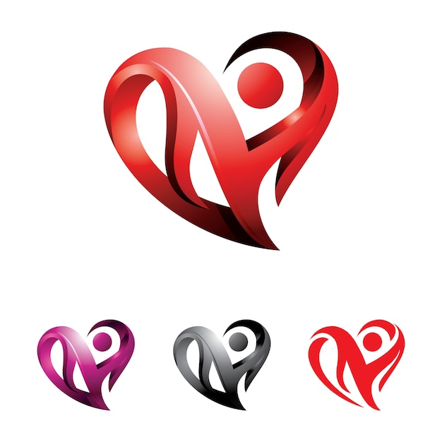 Heart abstract 3d love logo illustration