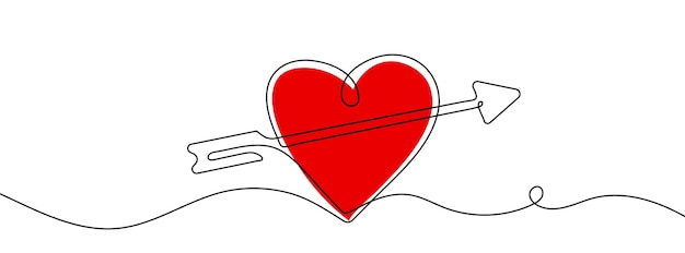 Heart Abstract love symbol Continuous line art drawing vector illustration Family symbol