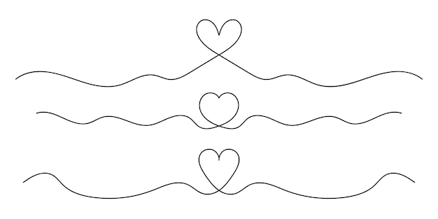 Heart abstract love symbol continuous line art drawing vector illustration horizontal symmetric