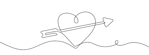 Heart Abstract love symbol Continuous line art drawing vector illustration Love symbol