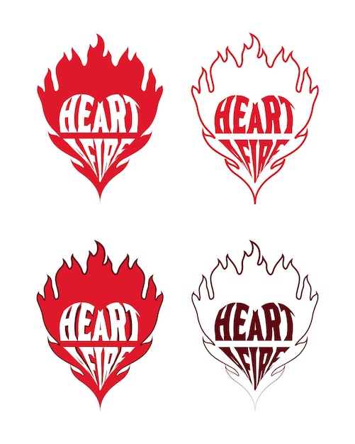 Heart Afire Typography With Flaming Heart Vector Design for Sticker Tattoo Merchandise Needs
