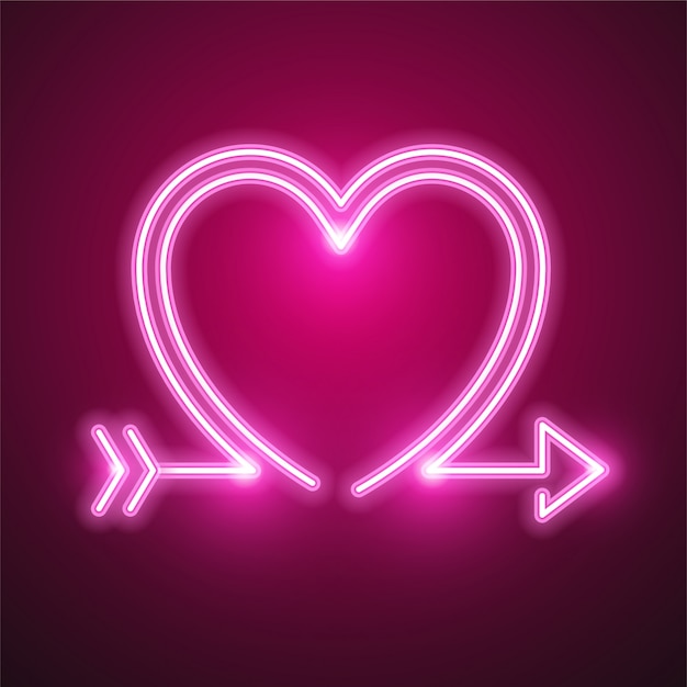 Heart and arrow neon design