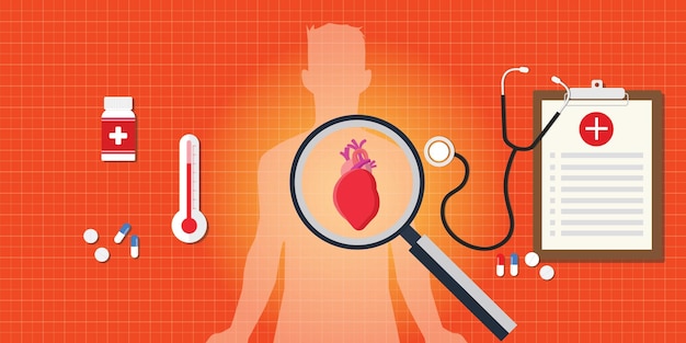 医療レポート付きの心臓発作の病気