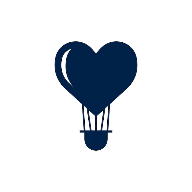 Heart ballon air valentine theme icon logo illustration