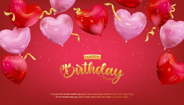 Heart balloon vector birthday card