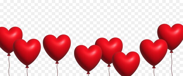 Heart balloons isolated on a transparent background Vector clipart