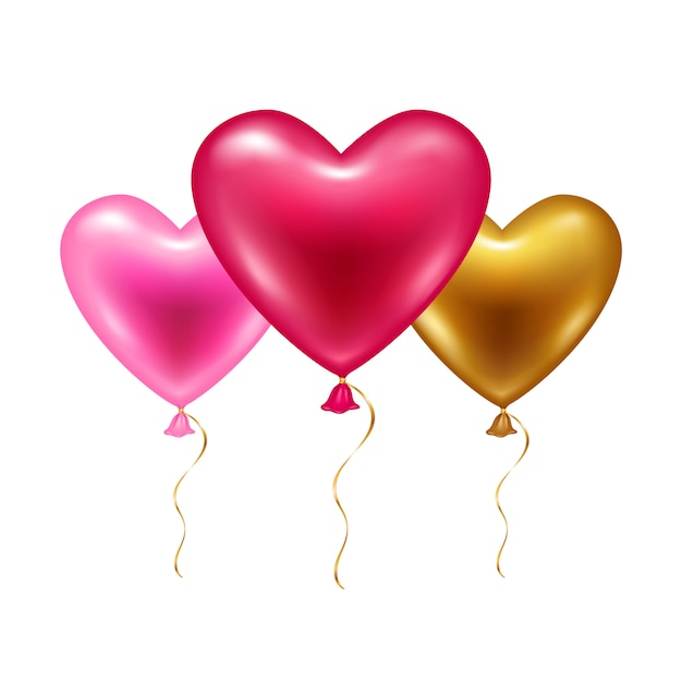 Heart balloons set - Valentine's Day love symbol.