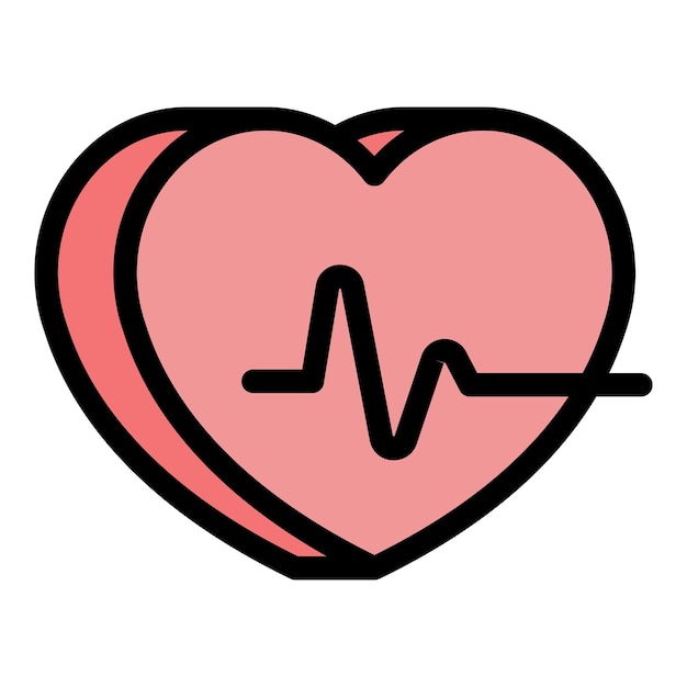 Vector heart beat icon outline vector palpitating health cardiogram pulse color flat