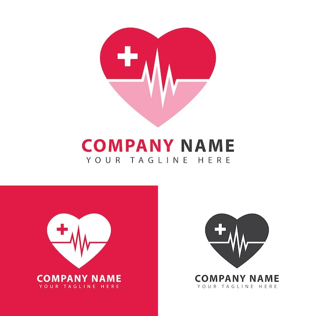 Heart beat line icon logo design health medical heartbeat symbol hospital logo vector