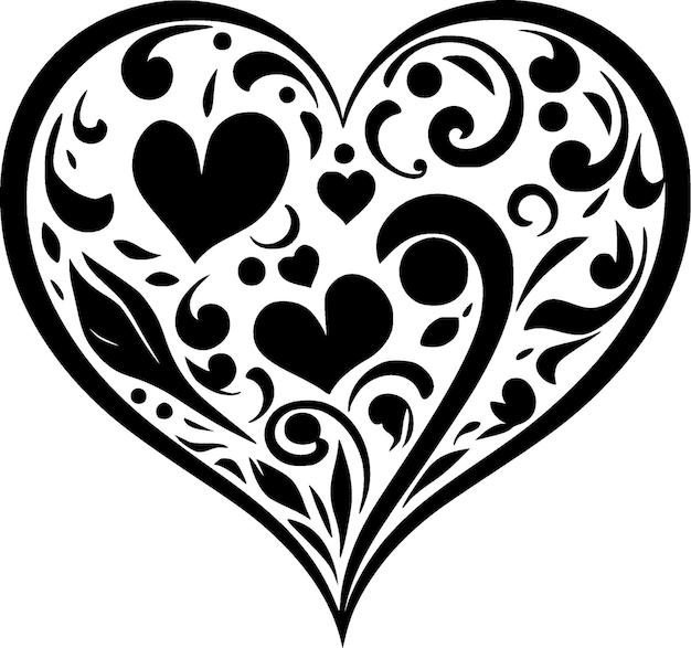 Heart Black and White Isolated Icon Vector illustration