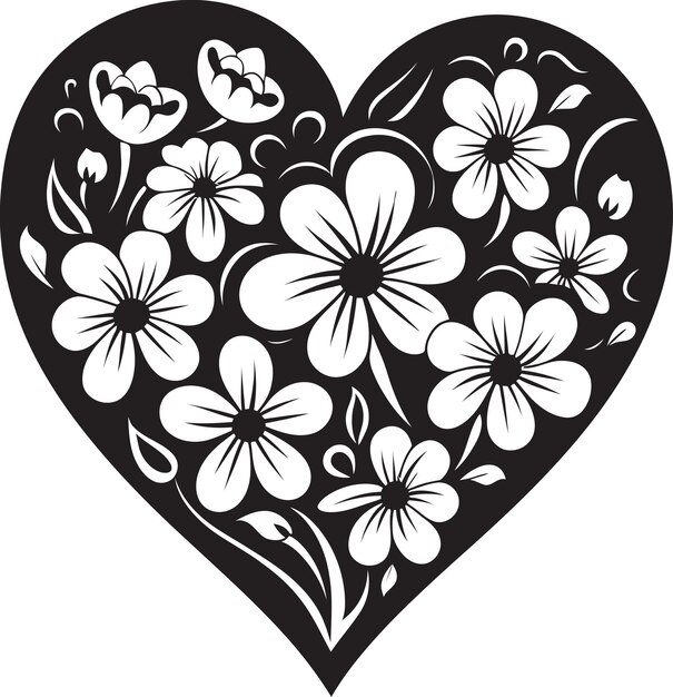 Vettore heart bloom nexus vector decorative floral crafts natures heartfelt beauty artistic floral emblem