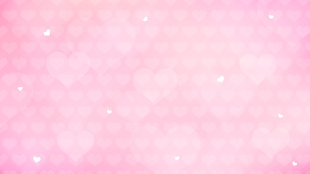 Vector heart bokeh on pink heart pattern background vector illustration