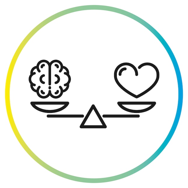 heart and brain on scale balance icon vector