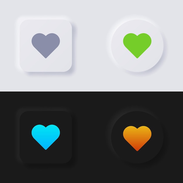 Вектор Набор значков кнопки сердца многоцветная кнопка неоморфизма мягкий дизайн пользовательского интерфейса для веб-дизайна пользовательский интерфейс приложения и многое другое button vector
