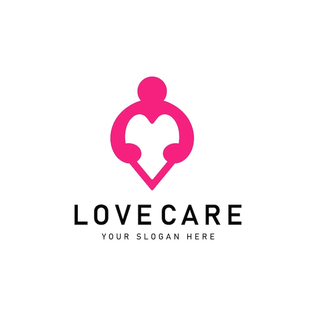 Icona vettore del modello di progettazione del logo per la cura del cuore