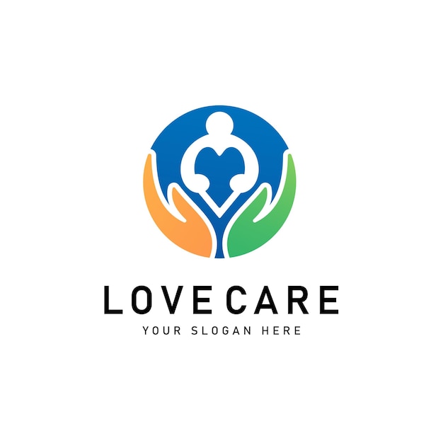 Heart care logo design template vector icon