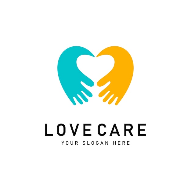 Heart care logo design template vector icon