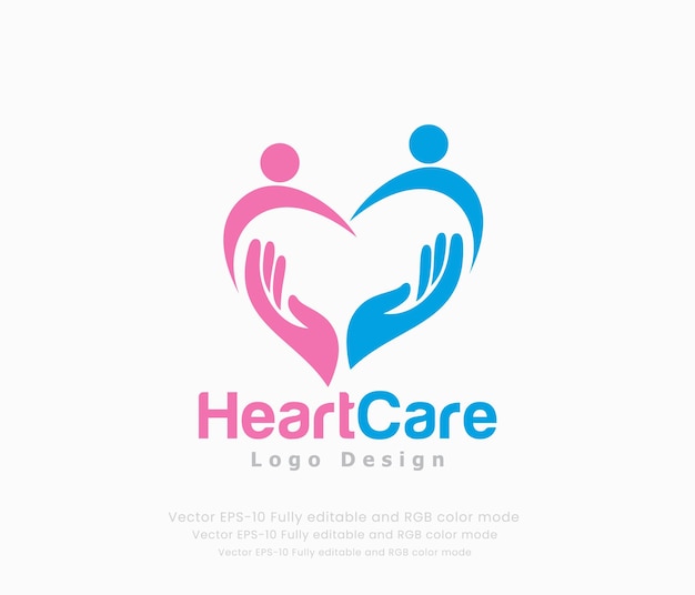 Heart care logo design with a heart shape